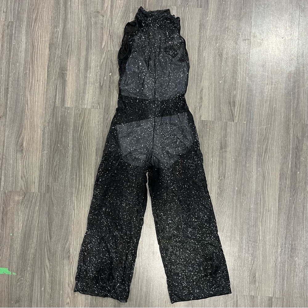 Custom Black Sparkle Mesh Wide Leg Unitard
